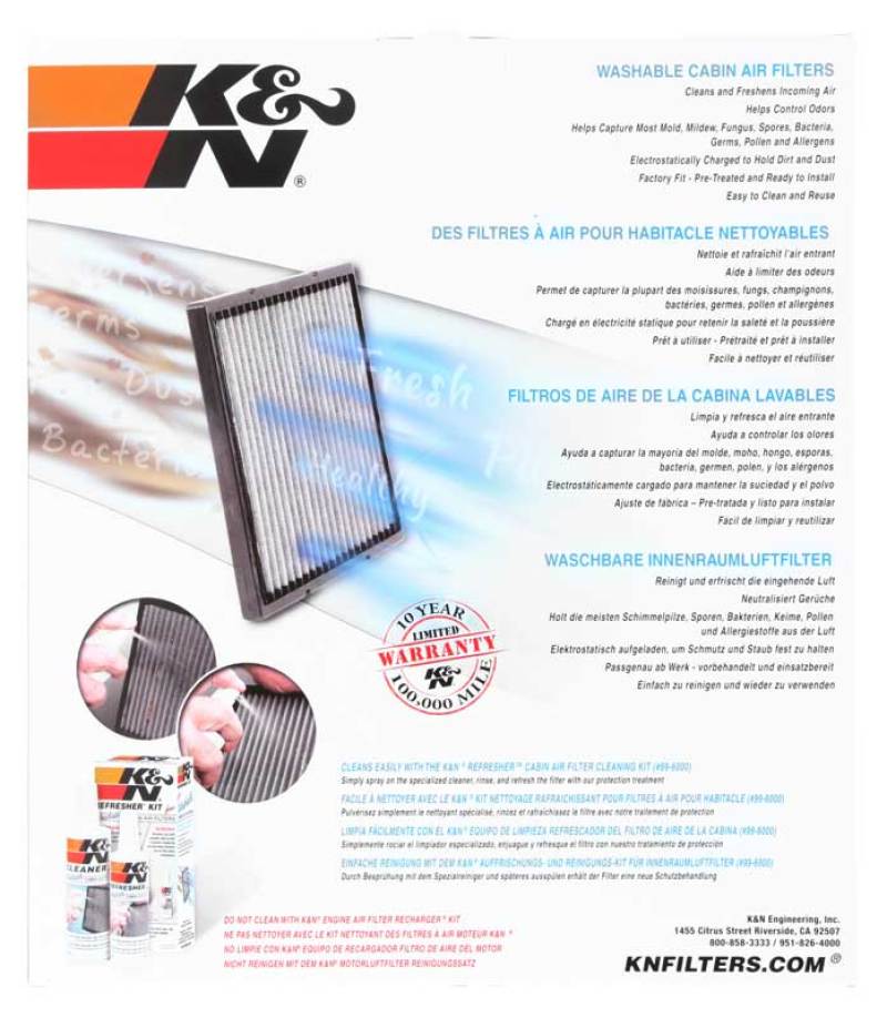 Acura CL Cabin Air Filter (2) - K&N Engineering - Washable/Reusable - `01-`03